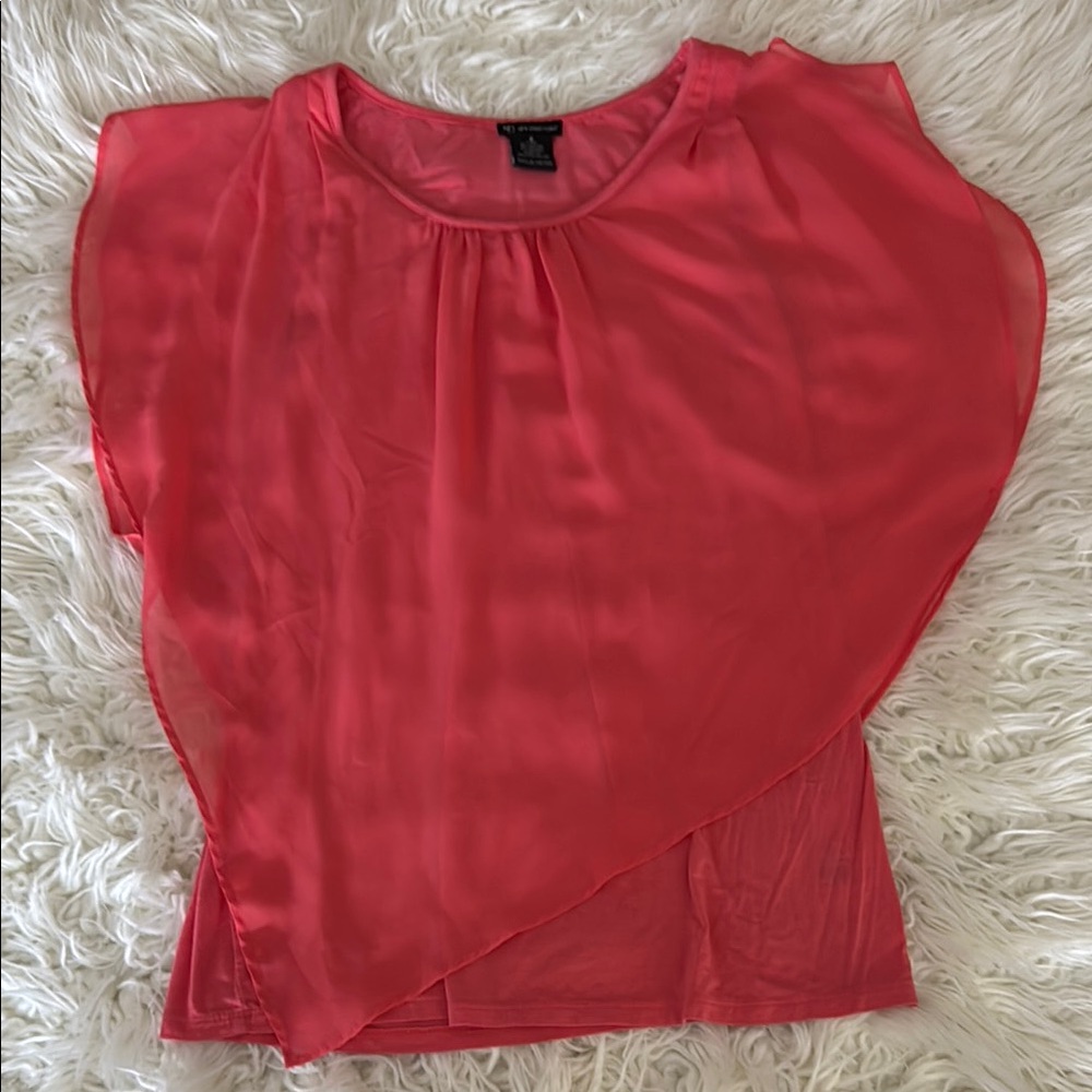 New Directions Asymmetrical Pink Sleeveless Blouse